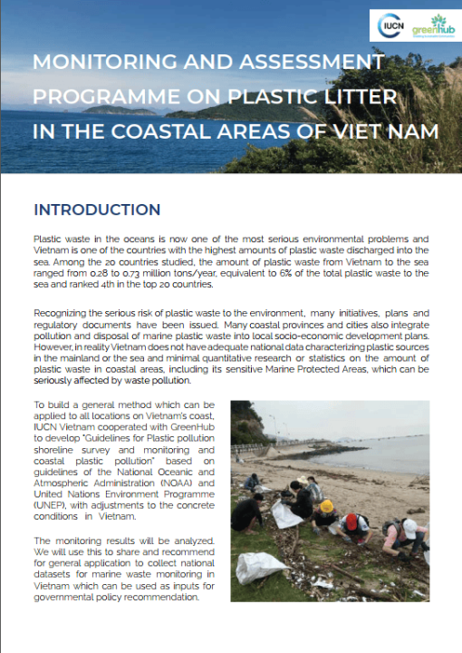 Monitoring and assessment program on plastic litter in the coastal areas of Vietnam