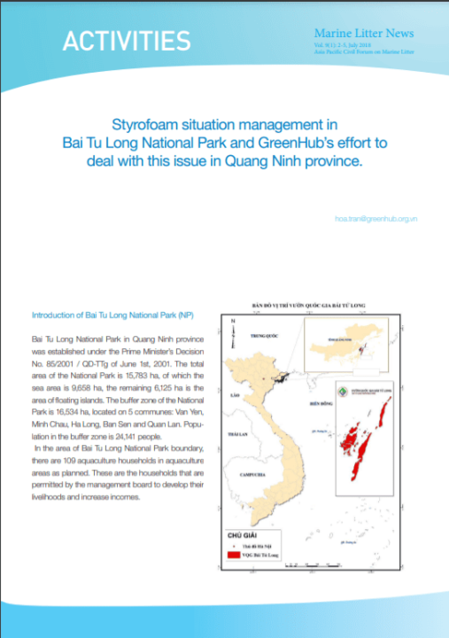 Styrofoam situation management in Bai Tu Long National Park and GreenHub's effort to deal with this issue in Quang Ninh province