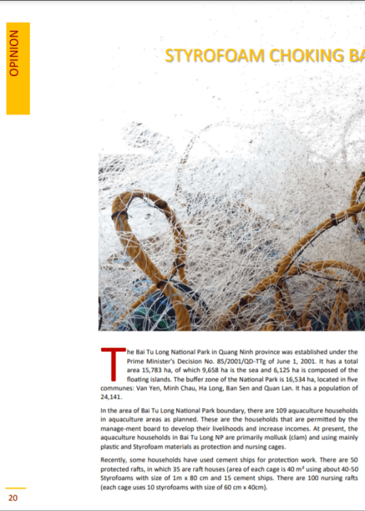 Styrofoam choking Bai Tu Long National Park