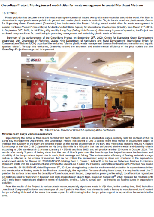 GreenBays project: Moving toward model cities for waste management in coastal Northeast Vietnam