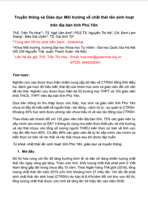 Communication & Environmental Education on living solid waste in Phu Yen province